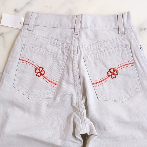 NWT. Girl's 100% cotton high rise flare jeans with embroidery. - Picture 5 of 5